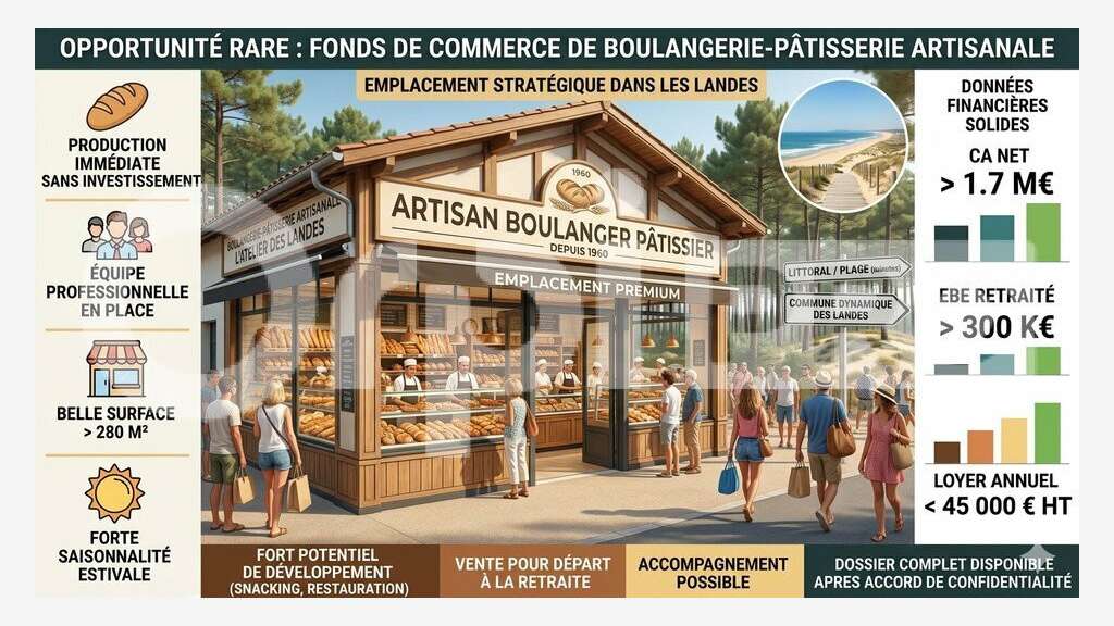 Cession FDC boulangerie 280m² à Soustons centre