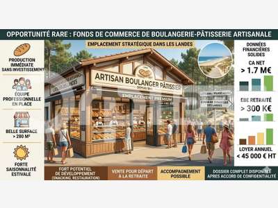 Cession FDC boulangerie 280m² à Soustons centre