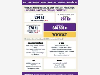 Tabac presse FDJ avec logement fort passage en Ain