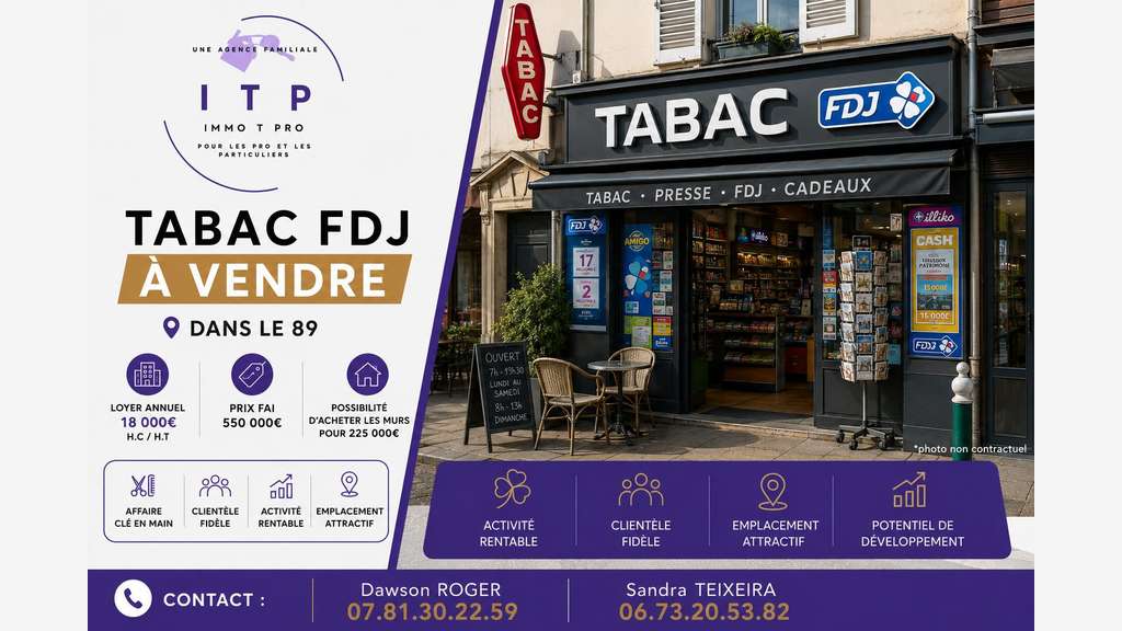 AV magnifique tabac presse FDJ dans l'Yonne (89)