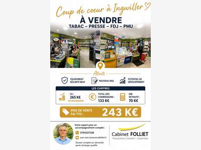 AV FDC tabac presse FDJ PMU 70m² Alsace Bossue