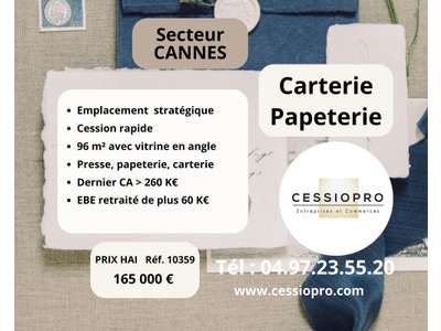 Vente Librairie - Papeterie à Cannes