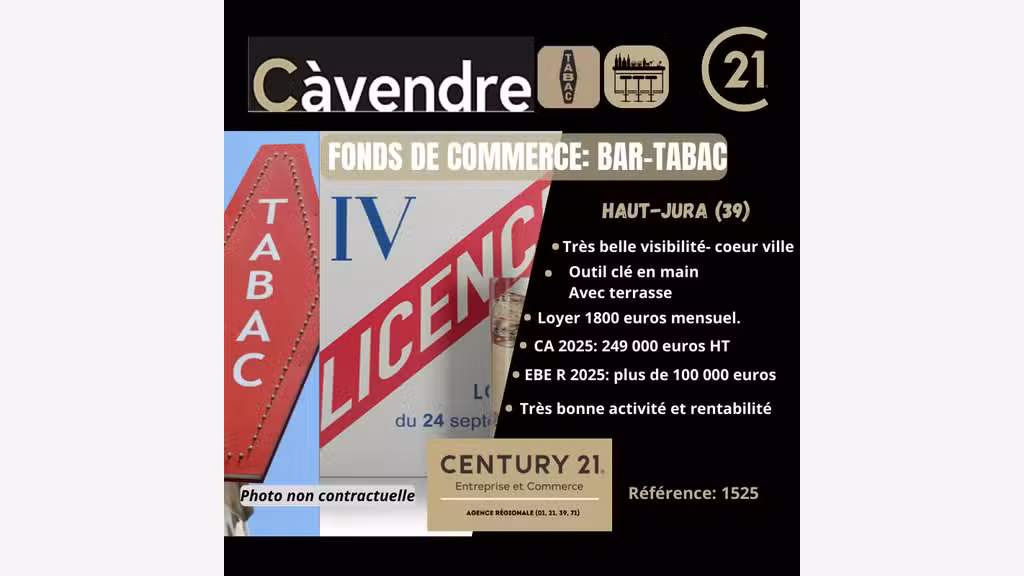 Vente bar tabac presse jeux dans le Haut Jura