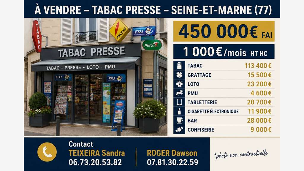 AV magnifique tabac presse dans belle ville du 77