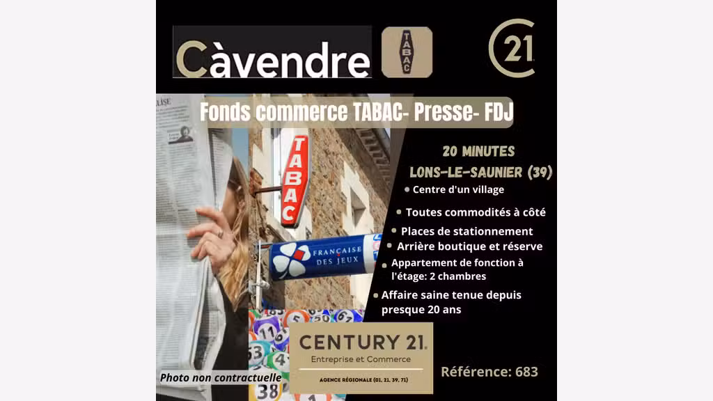 À vendre FDC tabac à 20 minutes de Lons-le-Saunier