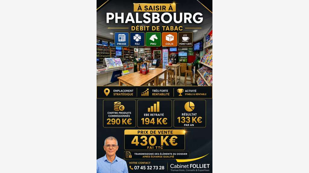 AV tabac FDJ PMU à forte rentabilité à Phalsbourg