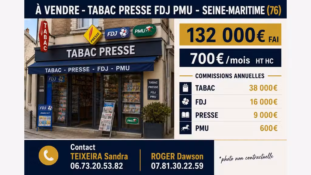 Vente tabac presse FDJ en périphérie de Rouen