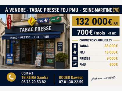 Vente tabac presse FDJ en périphérie de Rouen