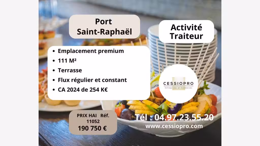 Vente FDC traiteur forte visibilité Saint-Raphaël