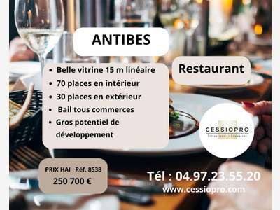 Vend grand restaurant exceptionnel 240m² à Antibes