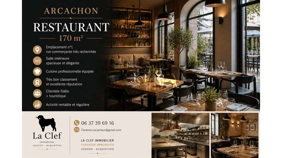 AV restaurant rue commerçante empl N°1 à Arcachon
