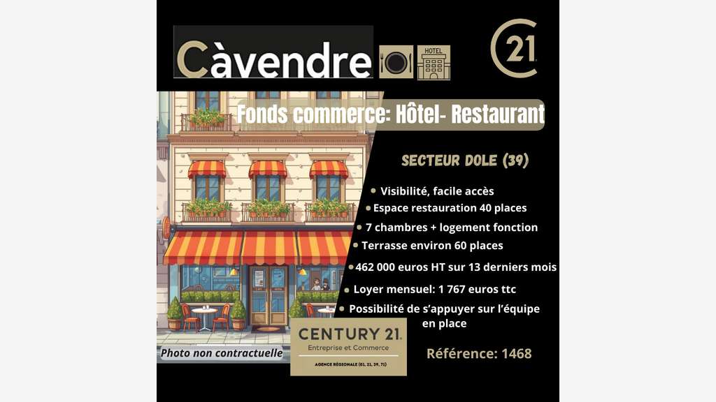 Vente hôtel restaurant sur axe passant Grand Dole