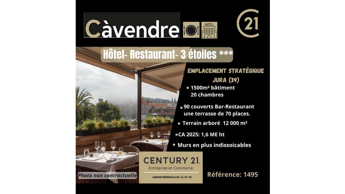 Vente hôtel restaurant clé en main dans le Jura