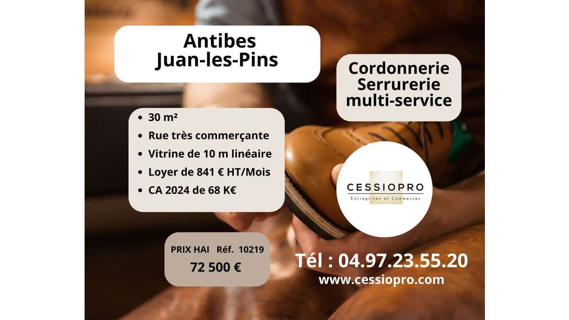 Cède cordonnerie serrurerie Antibes-juan les pins