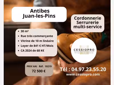 Cède cordonnerie serrurerie Antibes-juan les pins
