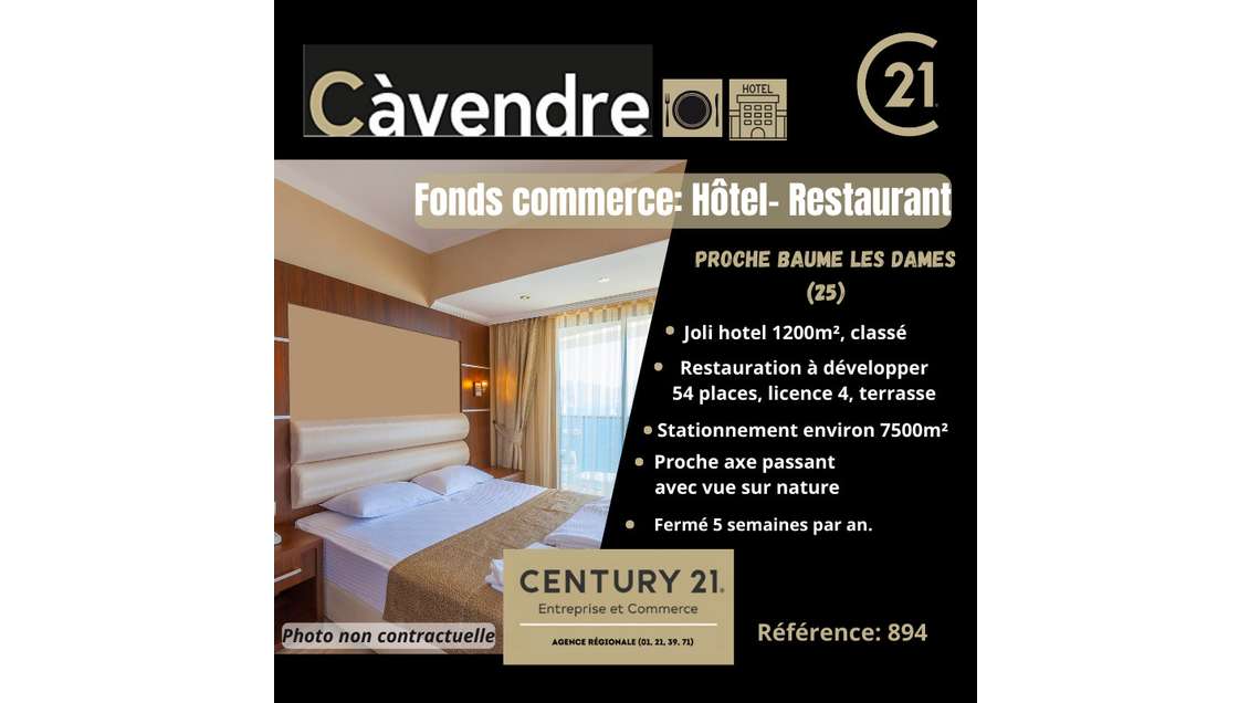 Vente murs et fonds hôtel restaurant dans le Doubs