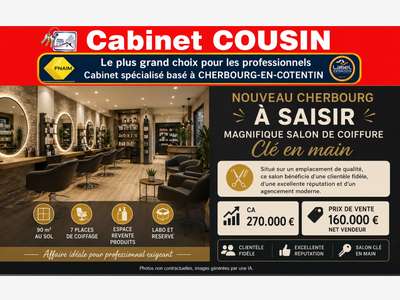 Vente salon de coiffure clé en main à Cherbourg