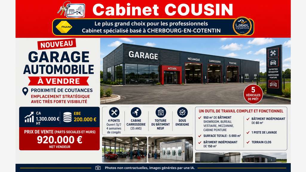 Vente garage mécanique carrosserie à Coutances