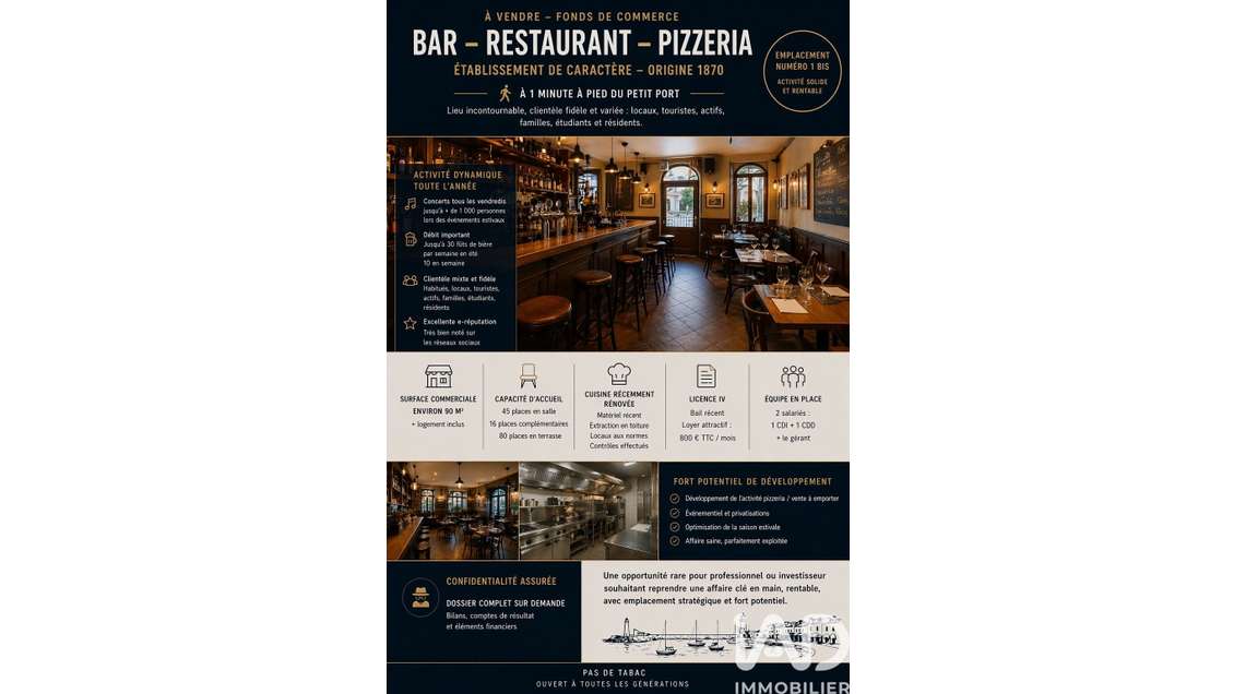 Vente bar restaurant pizzeria à Ploubazlanec