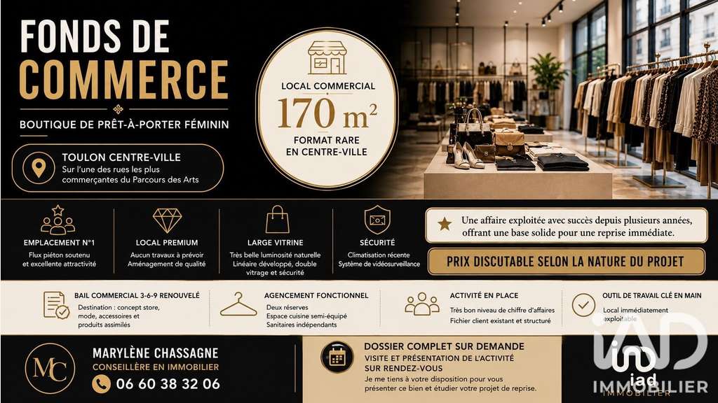 Vente FDC concept store à Toulon centre