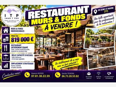 AV restaurant lic IV en emplacement privilégié 77