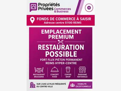 Vente fonds de commerce 200m² Reims empl premium