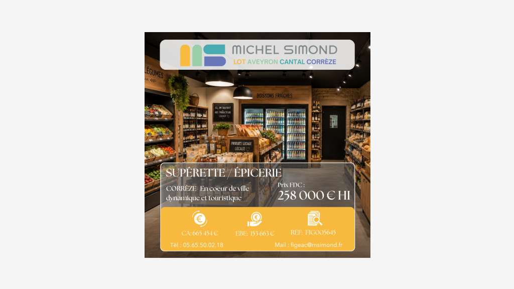 Vente supérette épicerie sous enseigne en Corrèze