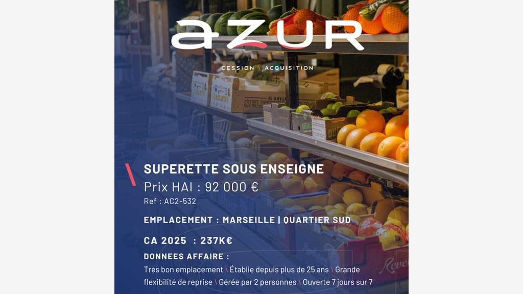 VENTE Superette Marseille Quartier Sud