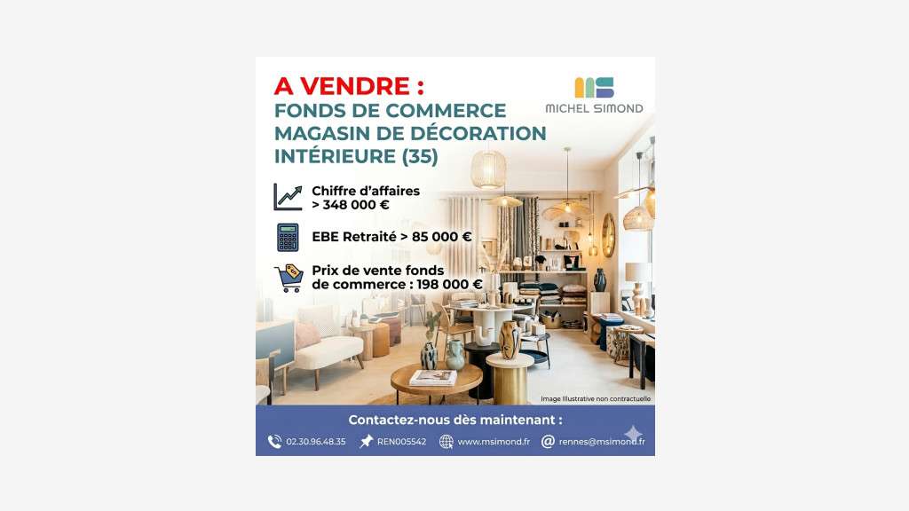 Vente magasin de décoration intérieure dept 35