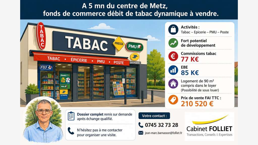 Débit de tabac avec fort dynamisme à vendre à Metz