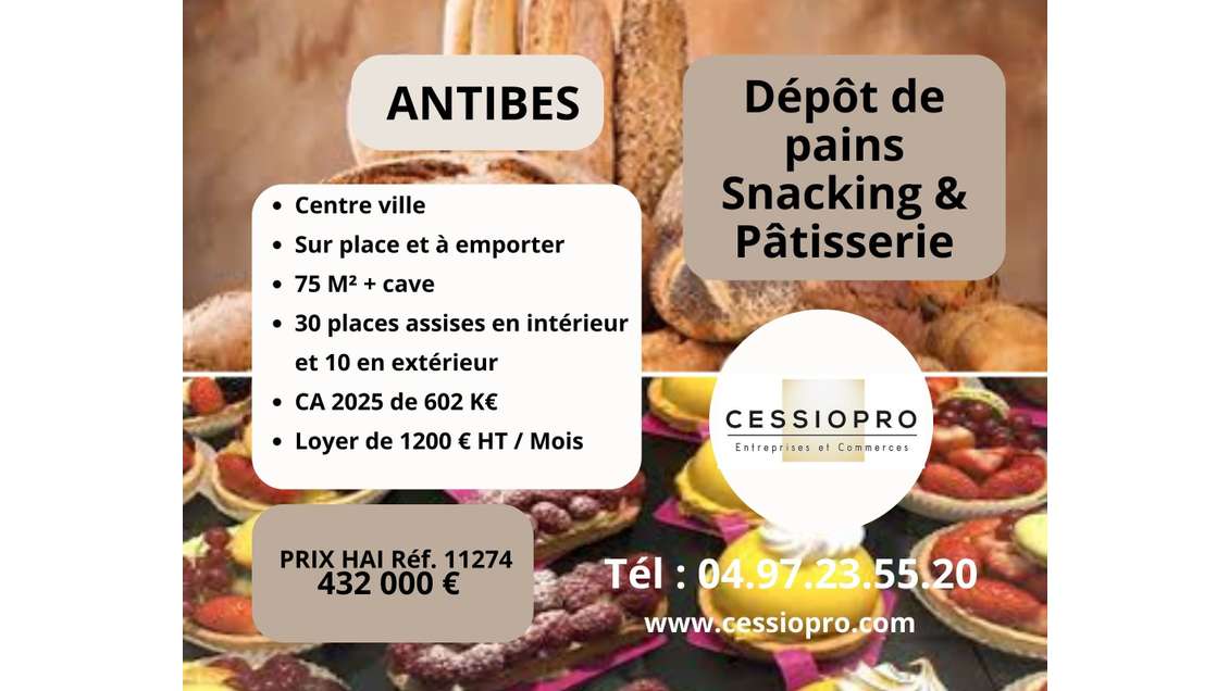 AV dépôt de pain bon emplacement à Antibes centre