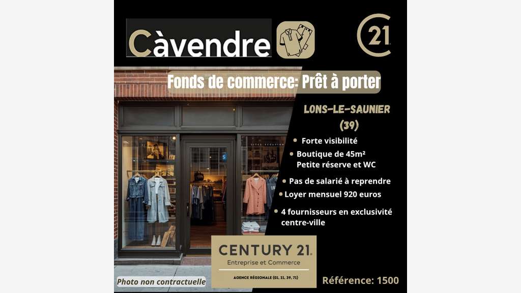 Vente FDC prêt à porter en centre ville de Lons