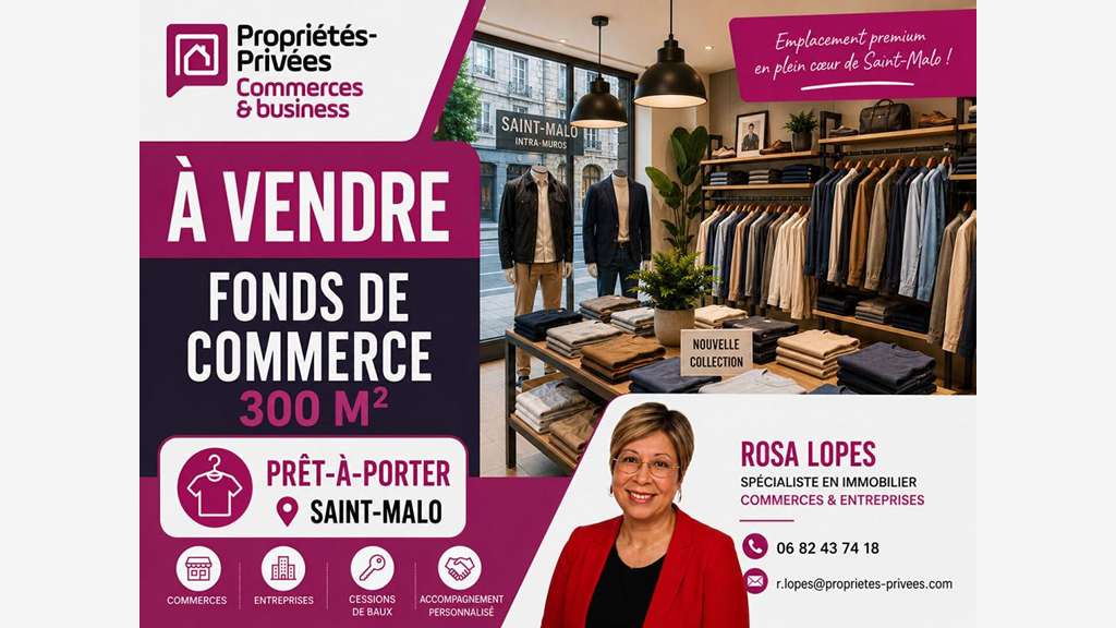 Vente FDC prêt à porter 300m² à Saint Malo 35400