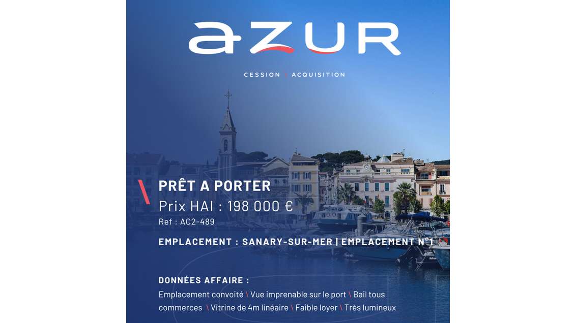 VENTE Boutique en emplacement n°1 à Sanary sur Mer
