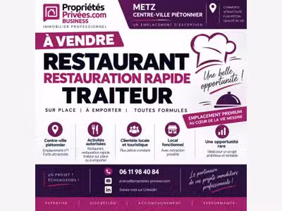 À céder restaurant traiteur centre piéton de Metz