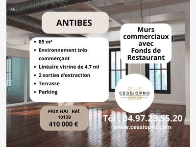 Vente murs de 85m² et fonds restaurant à Antibes