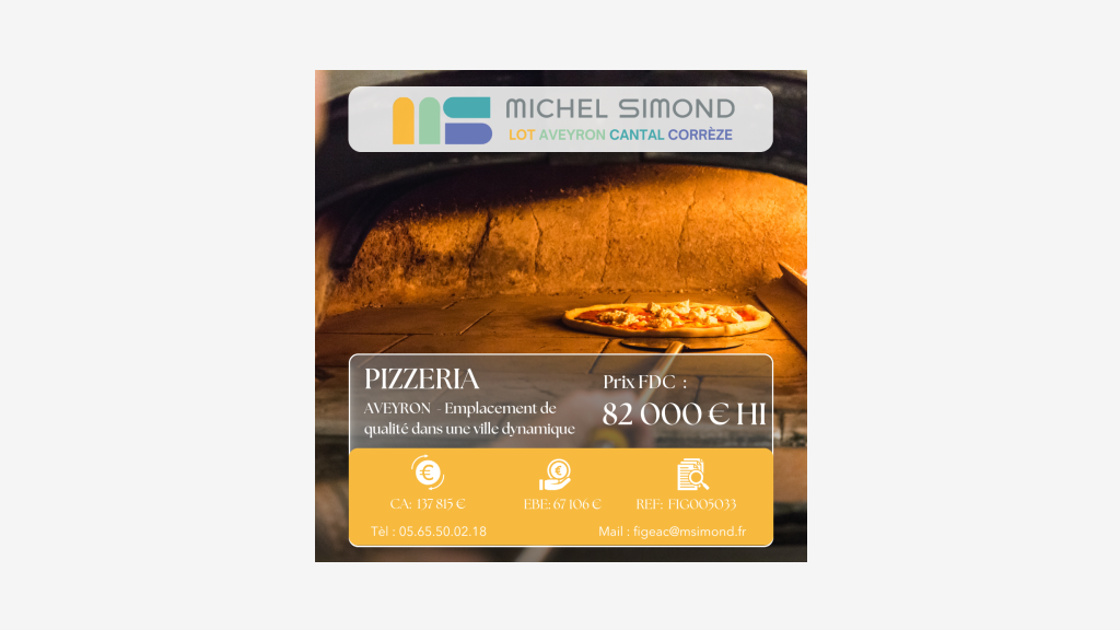 Cède pizzeria vente à emporter en village Aveyron