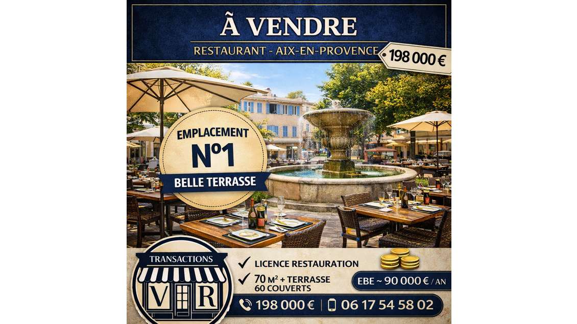 Vente restaurant 70m² empl N°1 Aix-en-Provence