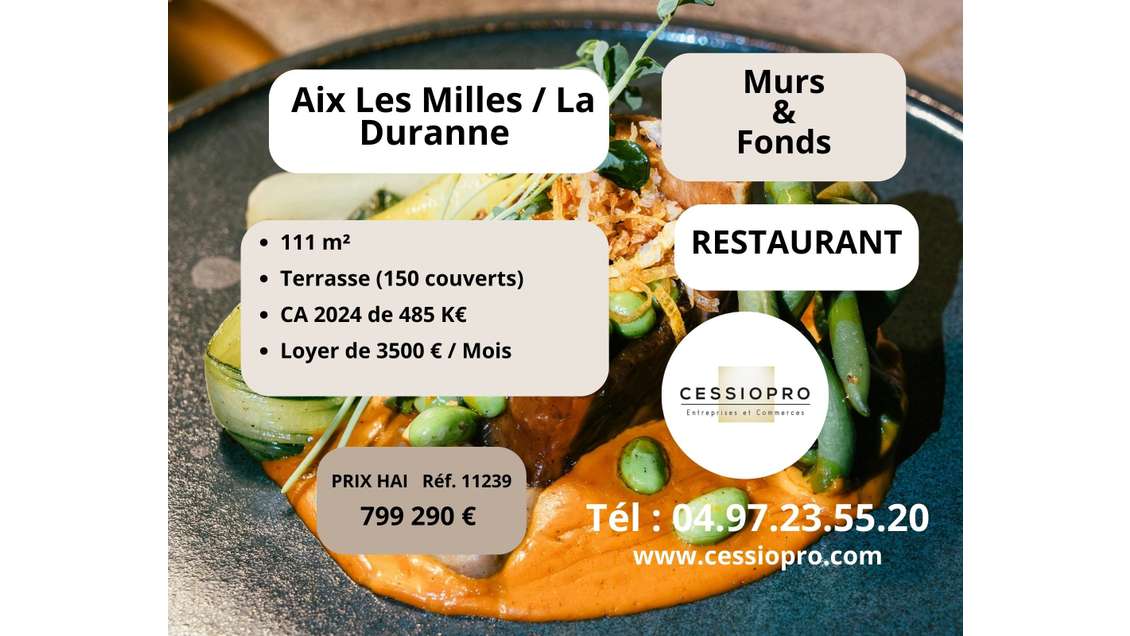Vente murs et fonds restaurant à Aix les milles
