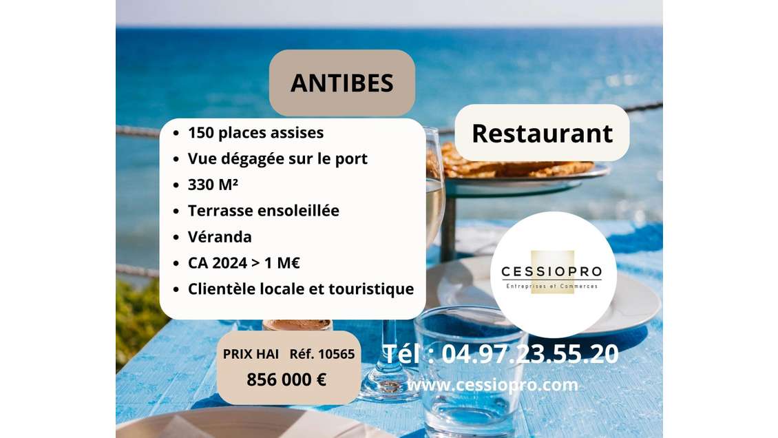 AV restaurant grande capacité d'accueil à Antibes