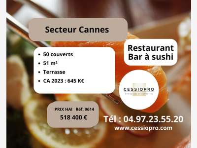 Vente restaurant bar à Sushi au centre de Cannes