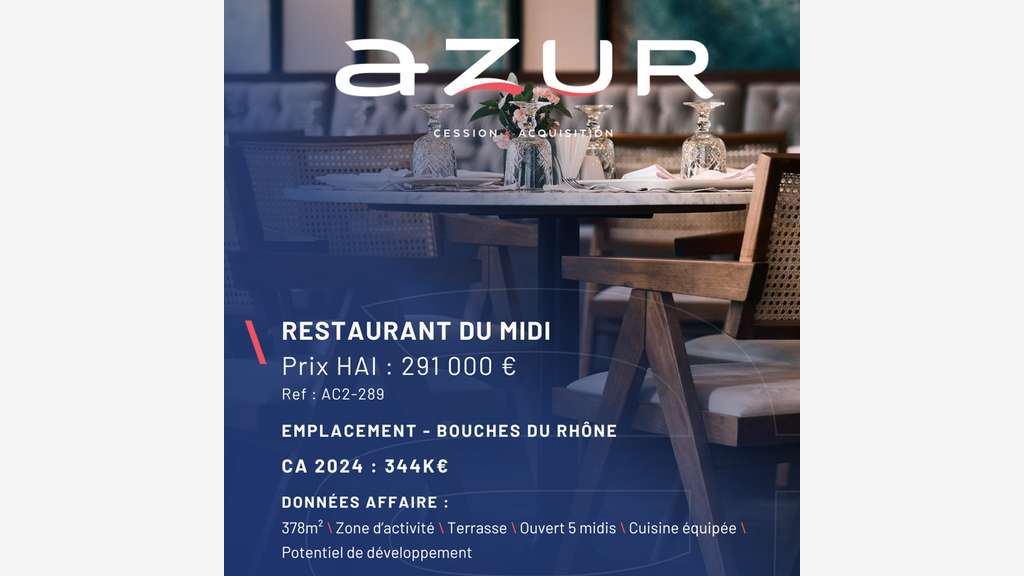 VENTE Restaurant du midi en zone d'activité