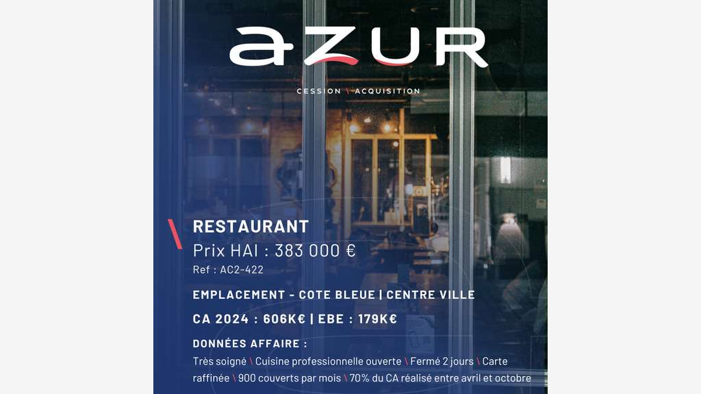 VENTE Très beau restaurant sur la Cote Bleue