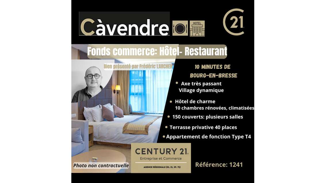 Vente hôtel-restaurant proche de Bourg-en-Bresse