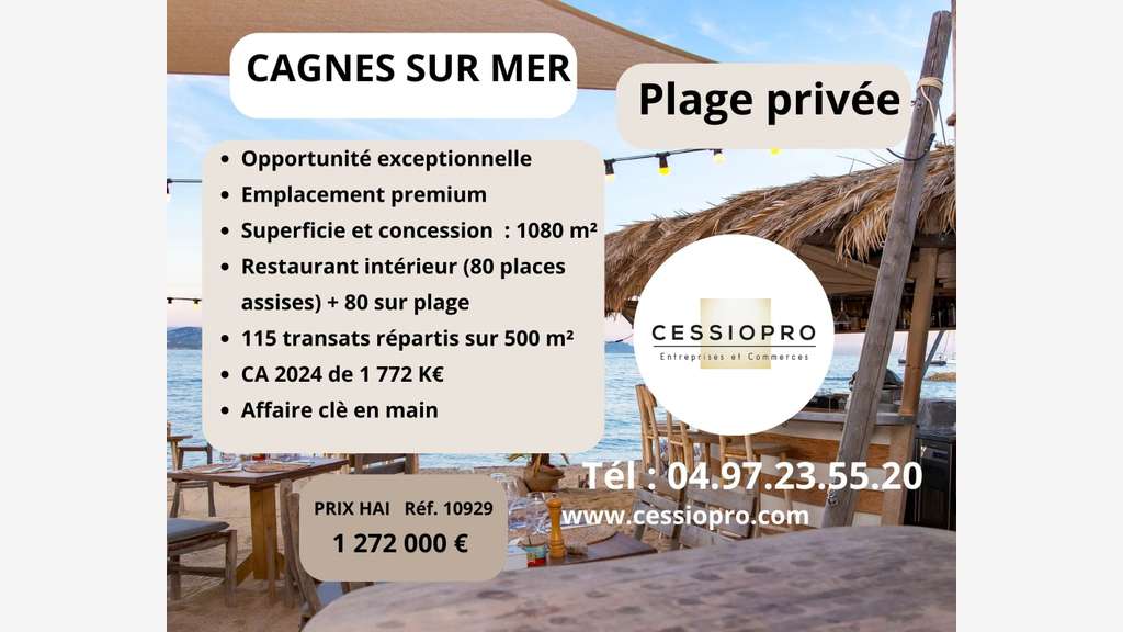 Vente plage privée historique à Cagnes sur Mer