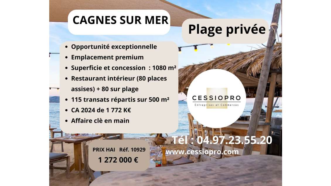 Vente plage privée historique à Cagnes sur Mer