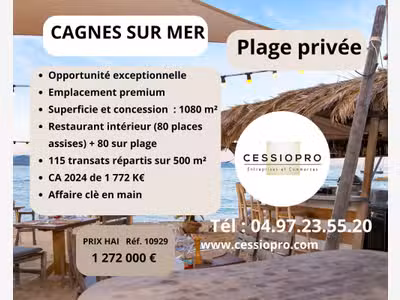 Vente plage privée historique à Cagnes sur Mer