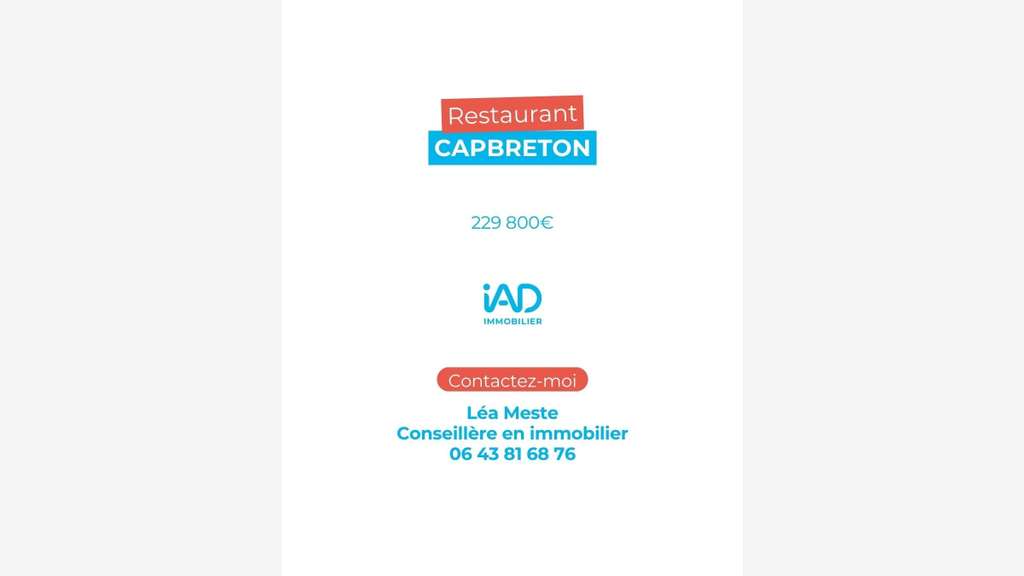 Vente restaurant emplacement stratégique Capbreton