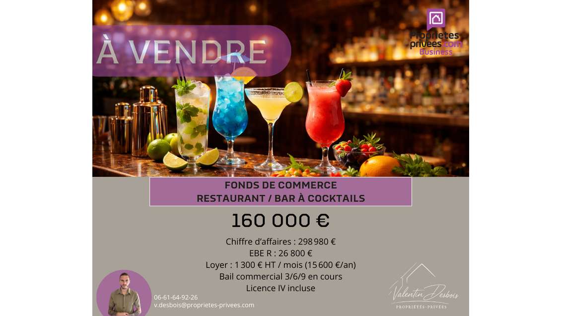 Vente restaurant bar lic IV à Carcassonne 11000