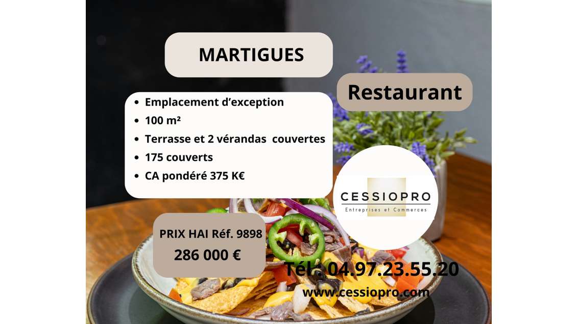 AV restaurant emplacement d'exception Martigues